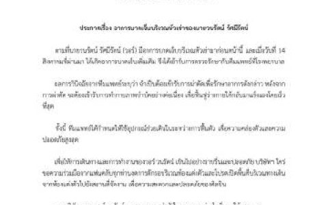 War Wanarat膝盖旧伤复发 将动手术治疗