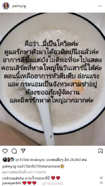 Palmy确诊新冠一周仍有症状，演唱会临时取消向粉丝致歉