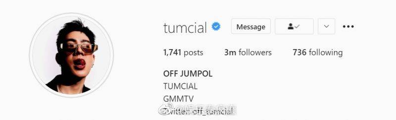 Off Jumpol社交账号粉丝突破300万 粉丝发文庆祝话题登泰推热搜冠军