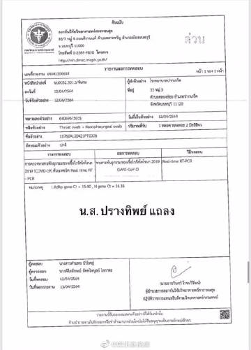 Prang Prangthip确诊新冠肺炎 曾赴电视台录制节目后出现症状