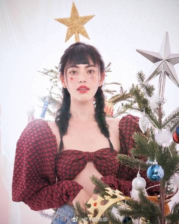 圣诞节明星纷纷晒照送祝福 多位女星造型引粉丝热议