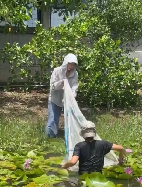 Baifern化身“捕鱼达人” 下水撒网毫无偶像包袱