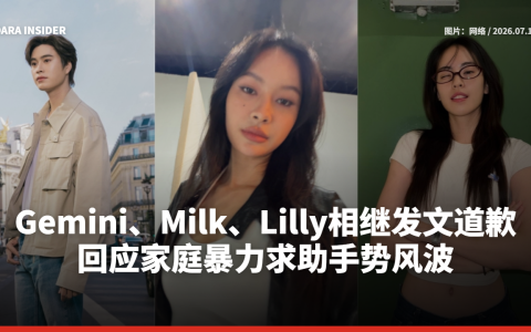 Gemini、Milk、Lilly相继发文道歉 回应家庭暴力求助手势风波