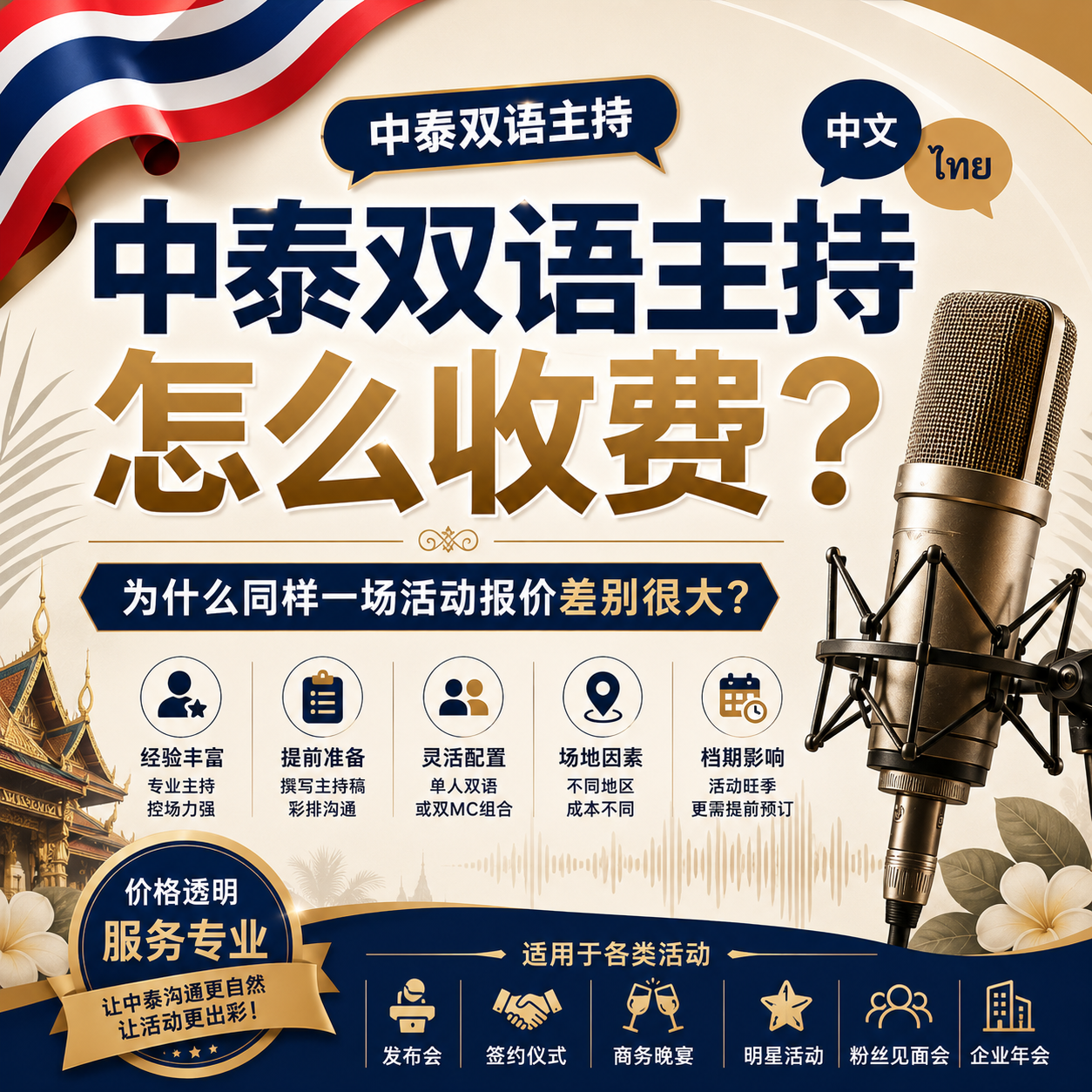 中泰双语主持怎么收费?为什么同样一场活动报价差别很大?