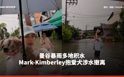 曼谷暴雨多地积水！Mark-Kimberley抱爱犬涉水撤离