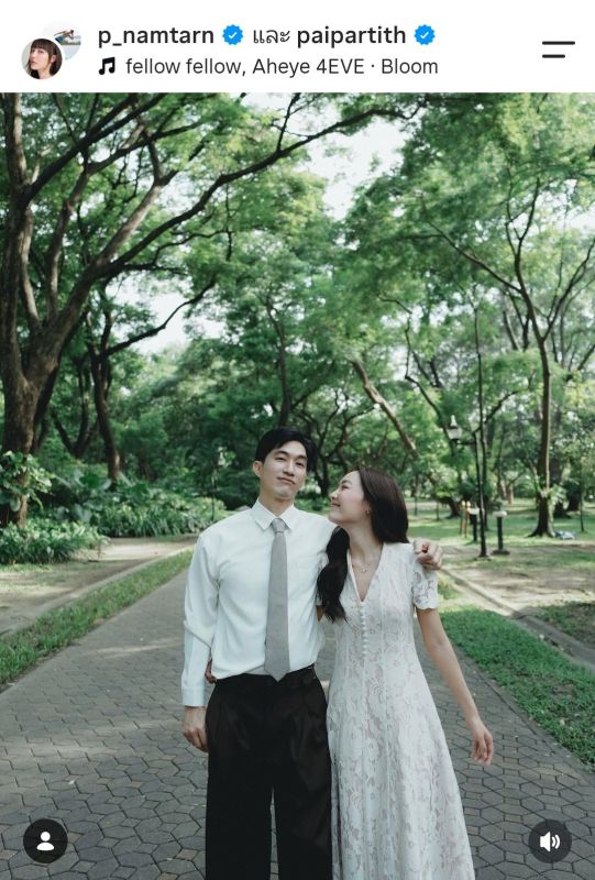 Pai甜蜜庆祝与Namtarn相恋14周年 坦言从追求到相爱始终用心