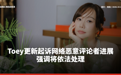 Toey更新起诉网络恶意评论者进展 强调将依法处理