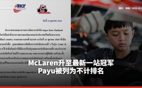 McLaren升至最新一站冠军 Payu被列为不计排名